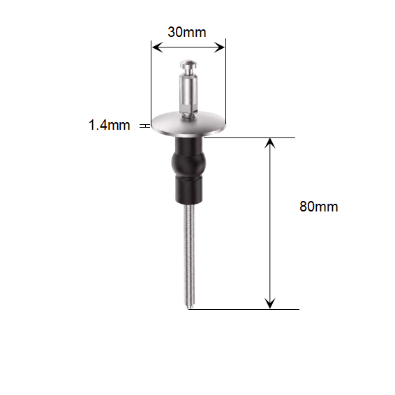 Push Button Quick Release Toilet Seat Kit with Fixed Base and Rubber Expansion Top Fixing dimensions