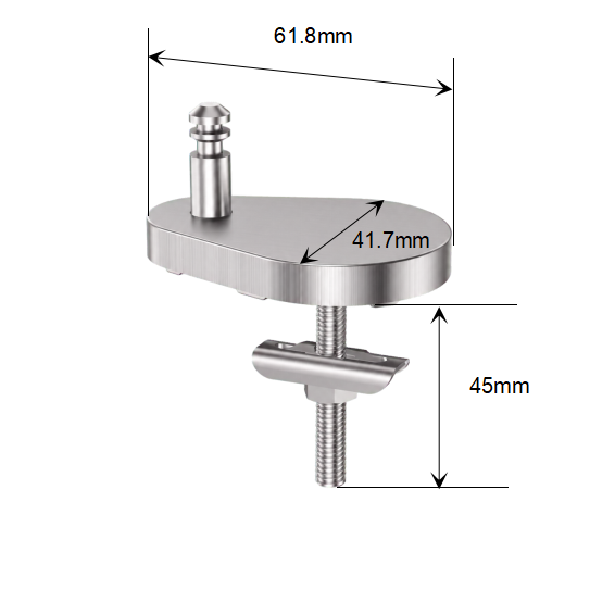 Quick Release Toilet Seat Hinge Base Adjustable Teardrop Top Fix Mount with Slot Lock dimensions