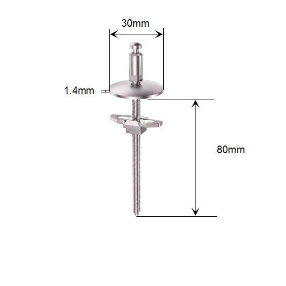 Push Button Quick Release Toilet Seat Mounting Kit with Fixed Base and Boat-Type Top Lock dimensions