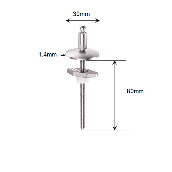 Quick Release Top Fix Toilet Seat Hinge with Fixed Base and Boat Lock Type dimensions