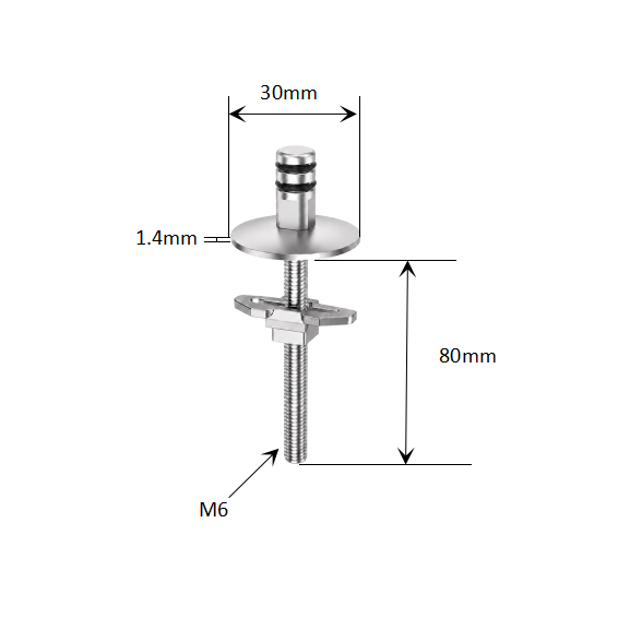 Quick-Release Toilet Seat Top Fixing Kit with Fixed Lift-Off Base and Boat-Type Lock dimensions