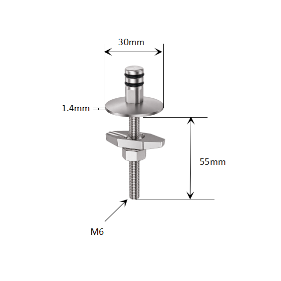 Fixed Lift-Off Quick-Release Toilet Seat Hinge Kit and Boat-Type Top Lock dimensions