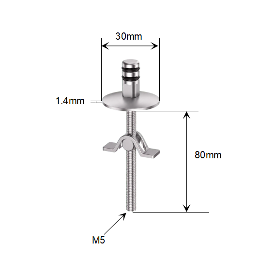Lift-Off Quick-Release Toilet Seat Mounting Kit with Fixed Base and Arch-Type Top Lock dimensions