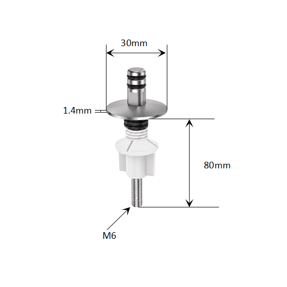 Quick-Release Toilet Seat Hinge Kit with Fixed Pull-Out Base and M6 Plastic Nut Bottom Fixing dimensions