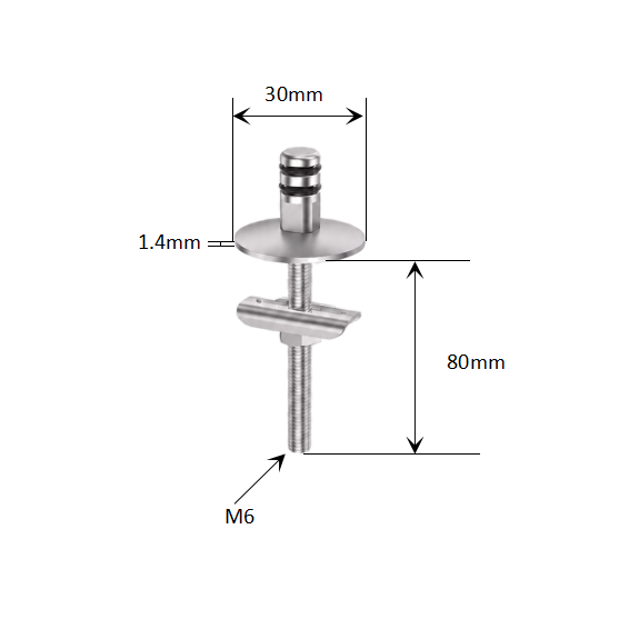 Quick-Release Toilet Seat Top Fixing Kit with Fixed Pull-Out Base and Slot Top Lock dimensions