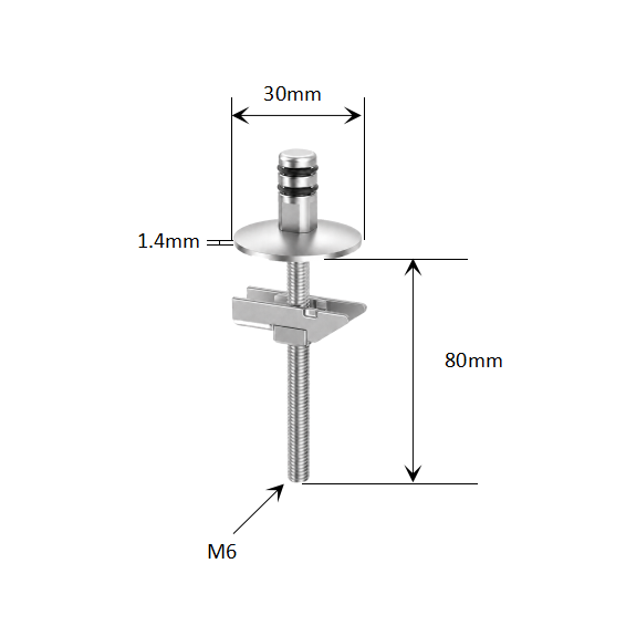 Quick-Release Toilet Seat Top Fixing Kit with Fixed Lift-Off Base and Wedge Lock dimensions