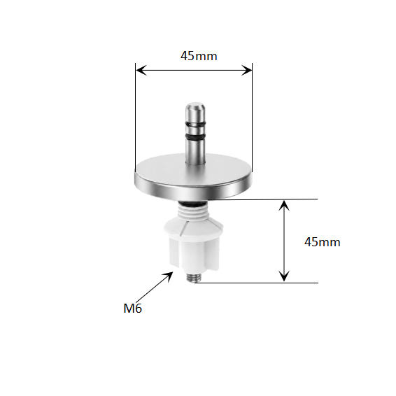 Adjustable Quick-Release Toilet Seat Mounting Kit with Keyless Pull-Out Base and M6 Plastic Nut dimensions