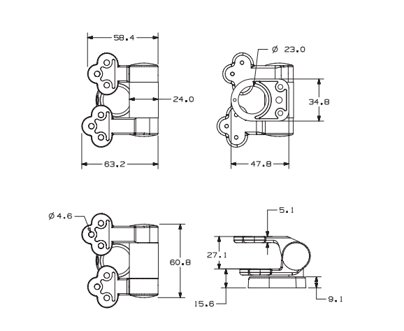 TY-S021 D-Shaped Base Zinc Alloy Soft-Closing Hinge for Wood and MDF Toilet Seats dimensions
