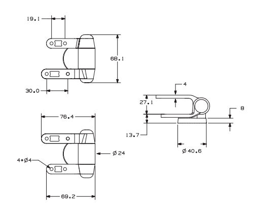 TY-P022AB Zinc Alloy Soft-Close Hinges for Heavy-Duty UF, MDF, Wood and Resin Toilet Seats dimensions