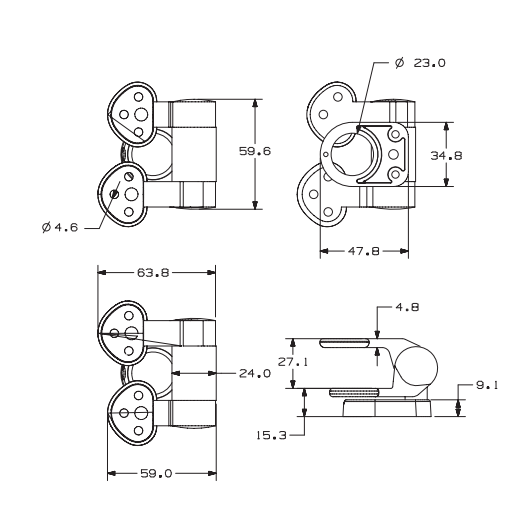 TY-S023 Chrome-Plated Adjustable Top-Fixing Zinc Alloy Soft-Close Hinges with Expansion Plugs for MDF, Wood, Bamboo and Resin Toilet Seats dimensions
