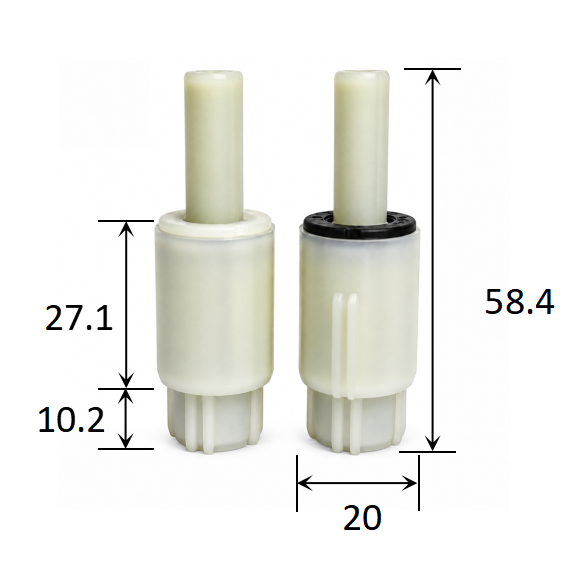 20 mm Diameter Quiet  Soft Close Vane Damper for PP UF Toilet Seat Hinges dimensions