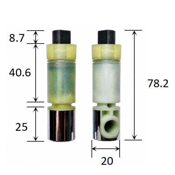 20 mm Diameter Soft Close Rotary Vane Damper for PP UF Toilet Seats dimensions