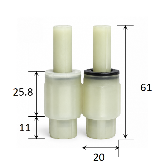20 mm Diameter Slow Close Vane Damper for PP UF Toilet Seat Hinges dimensions