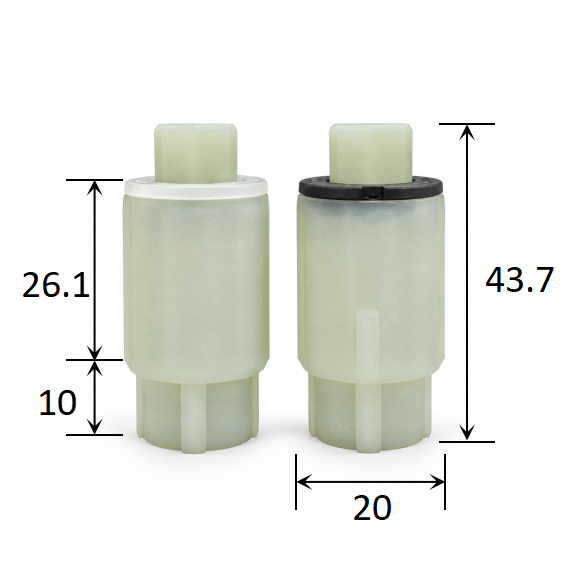 20 mm Diameter Custom Torque Vane Damper for PP UF Toilet Seats dimensions