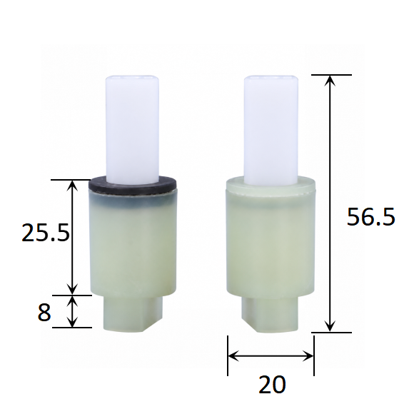 20 mm Diameter Fixed Torque Vane Damper for PP UF Seat Hinges dimensions