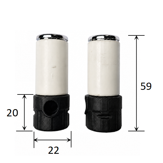22 mm Diameter High Torque Soft Close Rotary Damper for UF Toilet Seats dimensions