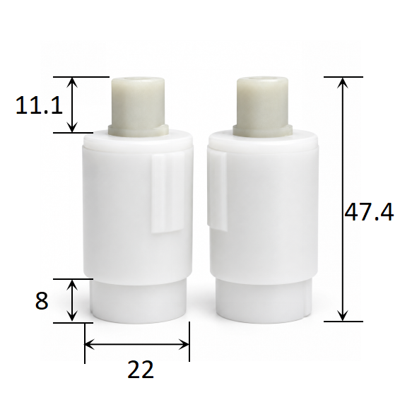 22mm Diameter Fixed Torque Concealed Keyless Soft Close Vane Damper for Toilet Seat Lid dimensions