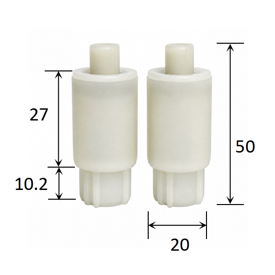 20 mm Diameter Rotary Damper for Soft Close PP UF Toilet Seat Covers dimensions