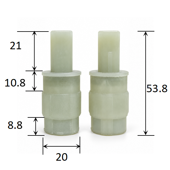Custom Torque 20 mm Diameter Soft-Close Vane Damper for Toilet Seats dimensions