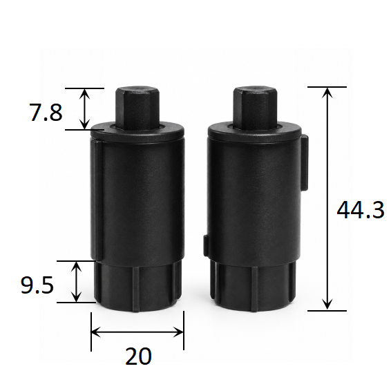 20 mm Diameter Custom Torque Soft-Close Toilet Seat Rotary Damper dimensions