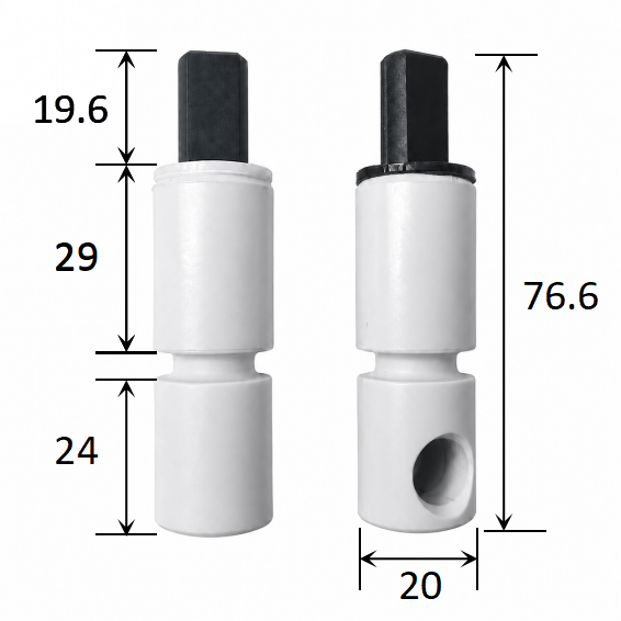 20 mm Diameter Vane Rotary Damper for PP UF Toilet Seat Hinges dimensions