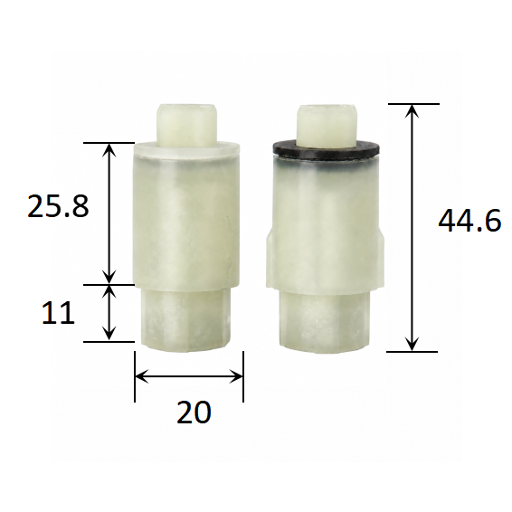 20 mm Diameter Custom-Torque Vane Damper for Quiet Toilet Seat Closing dimensions