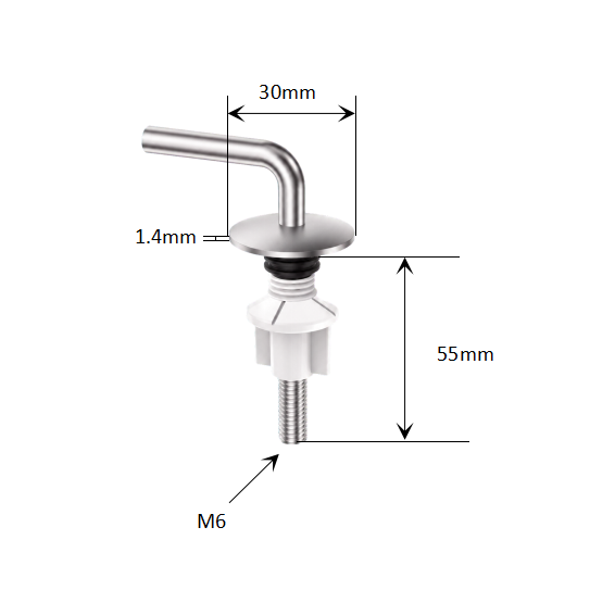 Fixed-Base Traditional Toilet Seat Hinge with Plastic Bottom-Fixing Nut for Blind-Hole WC Pans dimensions
