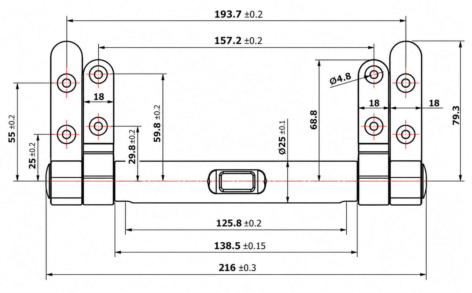 138mm Heavy Duty Stainless Steel Soft Close Hinge for MDF,Wood and Resin Soft Close Toilet Seats dimensions
