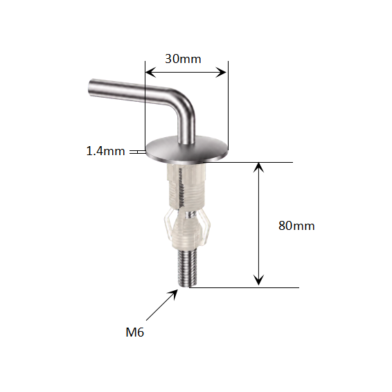 Fixed-Base Traditional Toilet Seat Hinge with Nylon Expanding Top Fixing for Blind-Hole WC Pans dimensions