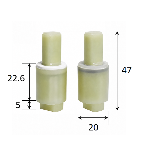 20 mm Diameter Rotary Damper for PP UF Soft Close Seat Covers dimensions
