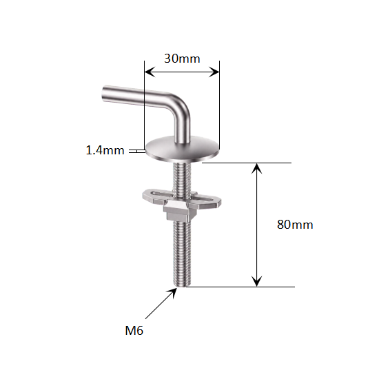 Fixed-Base Toilet Seat Hinge with Boat-Shaped Top Lock for Conventional WC Seat Production dimensions