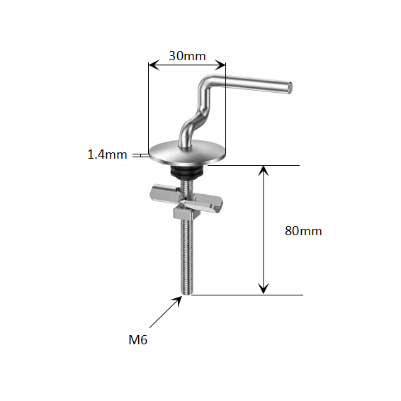 Stainless Steel Special Top Fixing Fixed Base Kit for Classic Toilet Seats dimensions