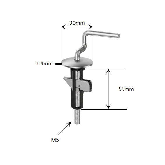 M5 Lift-Up Top Fixing Kit for Traditional Toilet Seat Hinges dimensions
