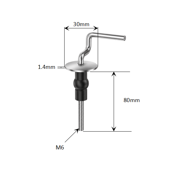 Rubber Expansion Top Fixing Kit for Traditional Toilet Seat Hinges dimensions