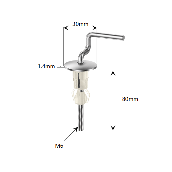 Nylon Expansion Toilet Seat Top Fixing Kit for Standard Lift-and-close Toilet Seats dimensions