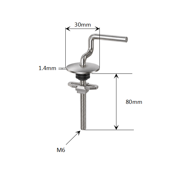 Classic Toilet Seat Top Fixing Kit with Stainless Steel Boat-Shaped Locking Plate dimensions