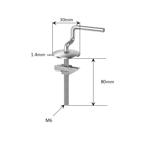 Fixed-Base Hinge Kit for Classic Toilet Seats with Wedge Locking Plate and Stainless Steel Square Nut dimensions