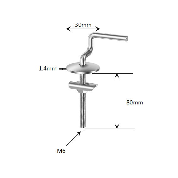 Slot-Lock Toilet Seat Top Fixing Kit for Enclosed and Blind-Hole Pans dimensions