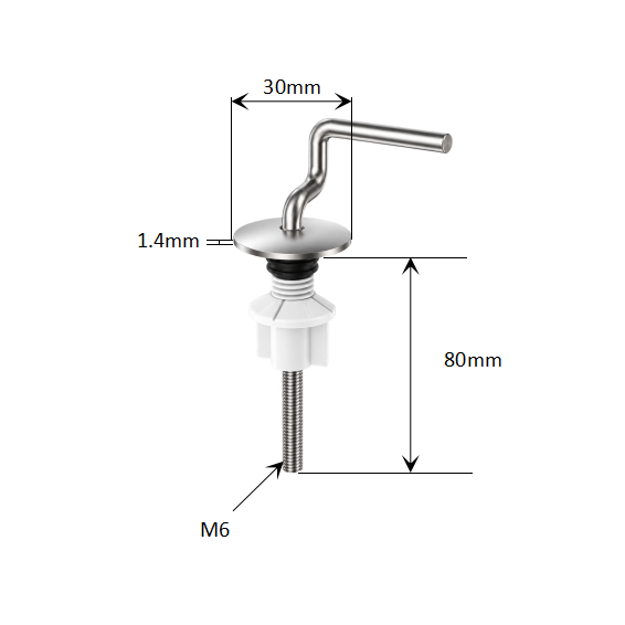 M6 Plastic Wing Nut Bottom Fixing Kit for Traditional Toilet Seats dimensions