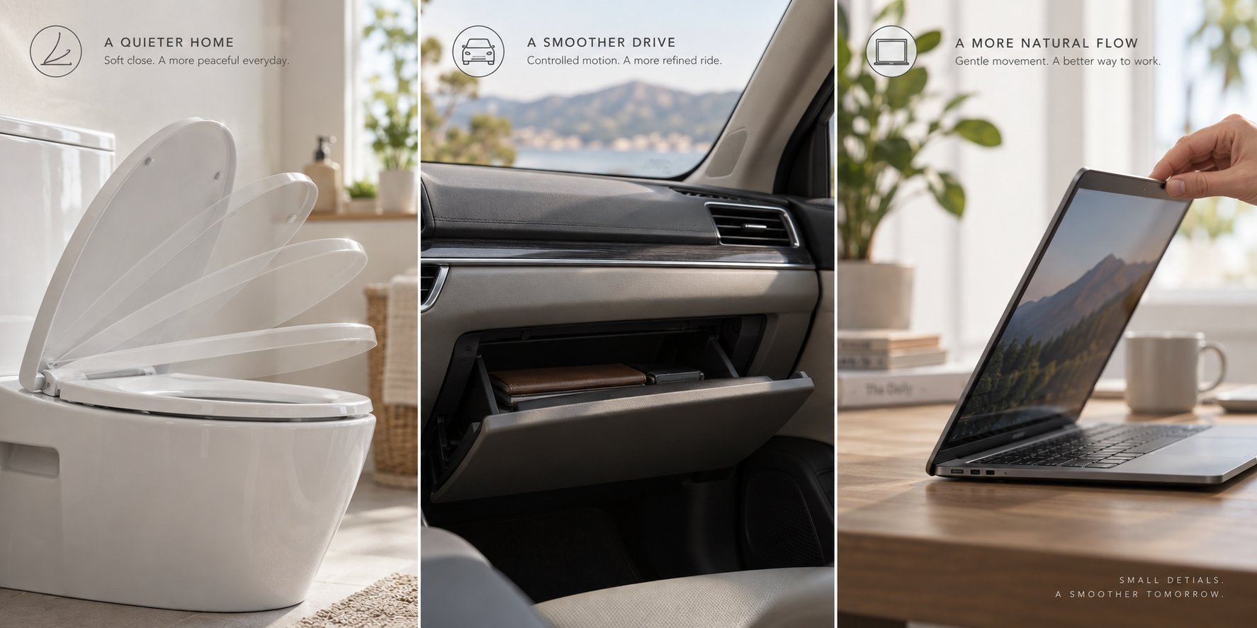 rotary dampers provide controlled motion in toilet seats automotive interiors and electronics