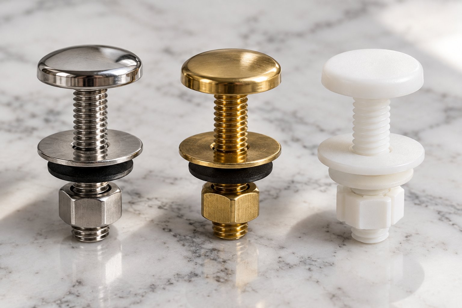 stainless steel brass and plastic toilet seat bolts compared for durability and corrosion resistance
