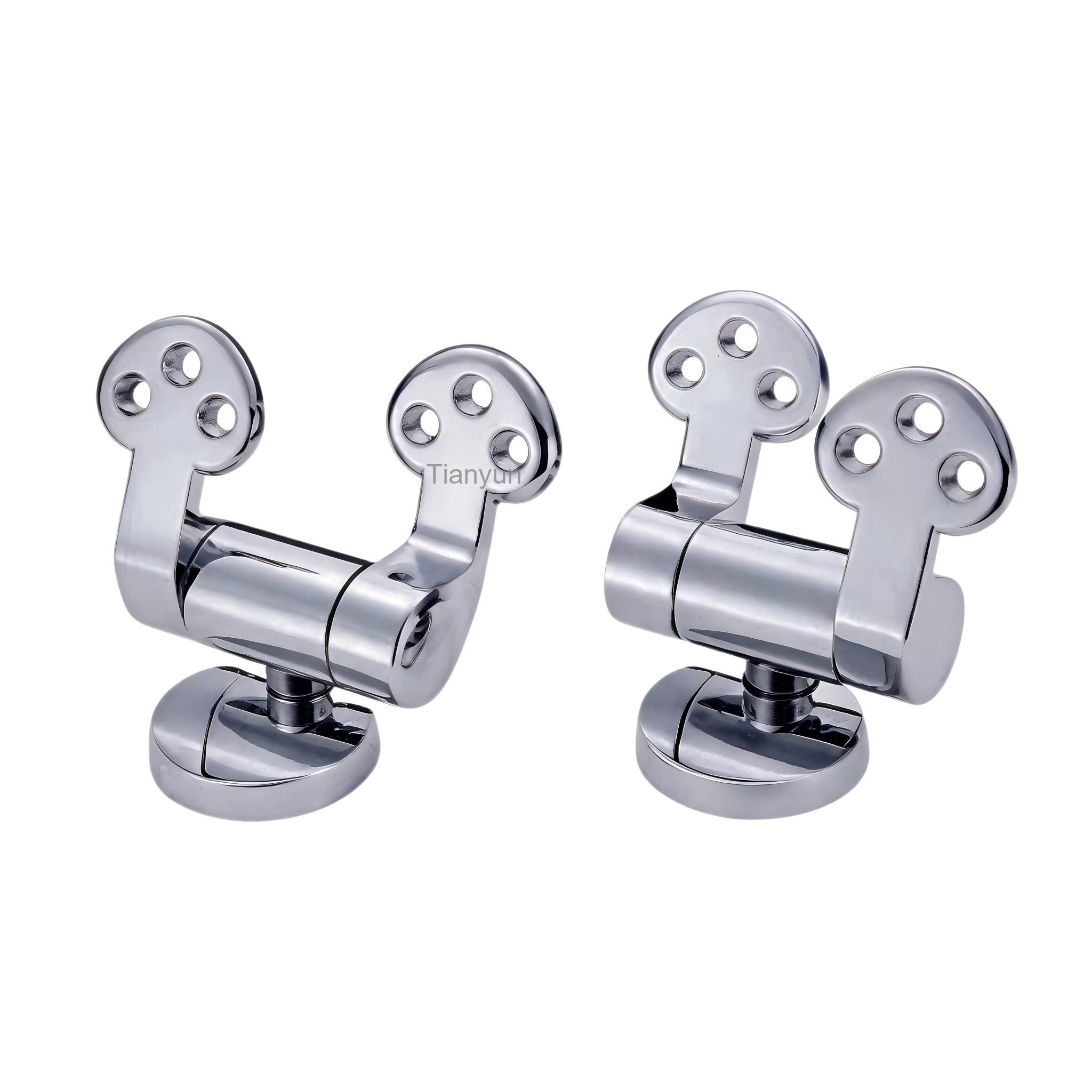 TY-P023 Chrome-Plated Zinc Alloy Soft-Close Hinges for MDF, Molded Wood, Solid Wood, Bamboo and Resin Toilet Seats with Bottom-Mount Fittings product view