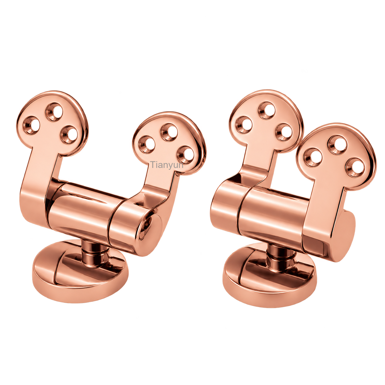 TY-P023RG Rose Gold-Plated Zinc Alloy Soft-Close Hinges for MDF, Molded Wood, Solid Wood, Bamboo and Resin Toilet Seats with Bottom-Mount Fittings product view
