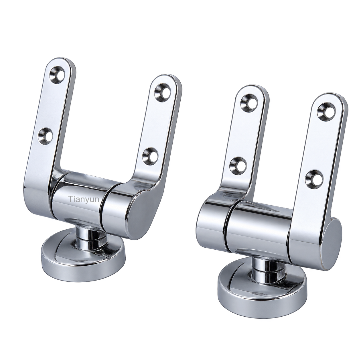 TY-A028 Zinc Alloy Toilet Seat Soft Close Hinges L-Key Quick Release Chrome Round Base product view
