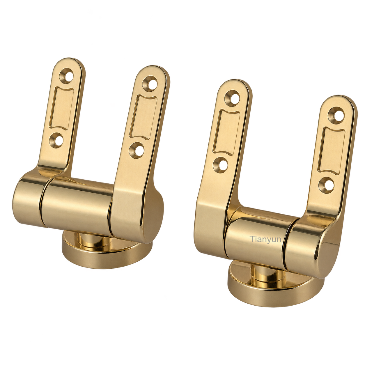 TY-P028GP Bright Gold Heavy-Duty Soft-Close Toilet Seat Hinges for MDF and Wooden Seats product view