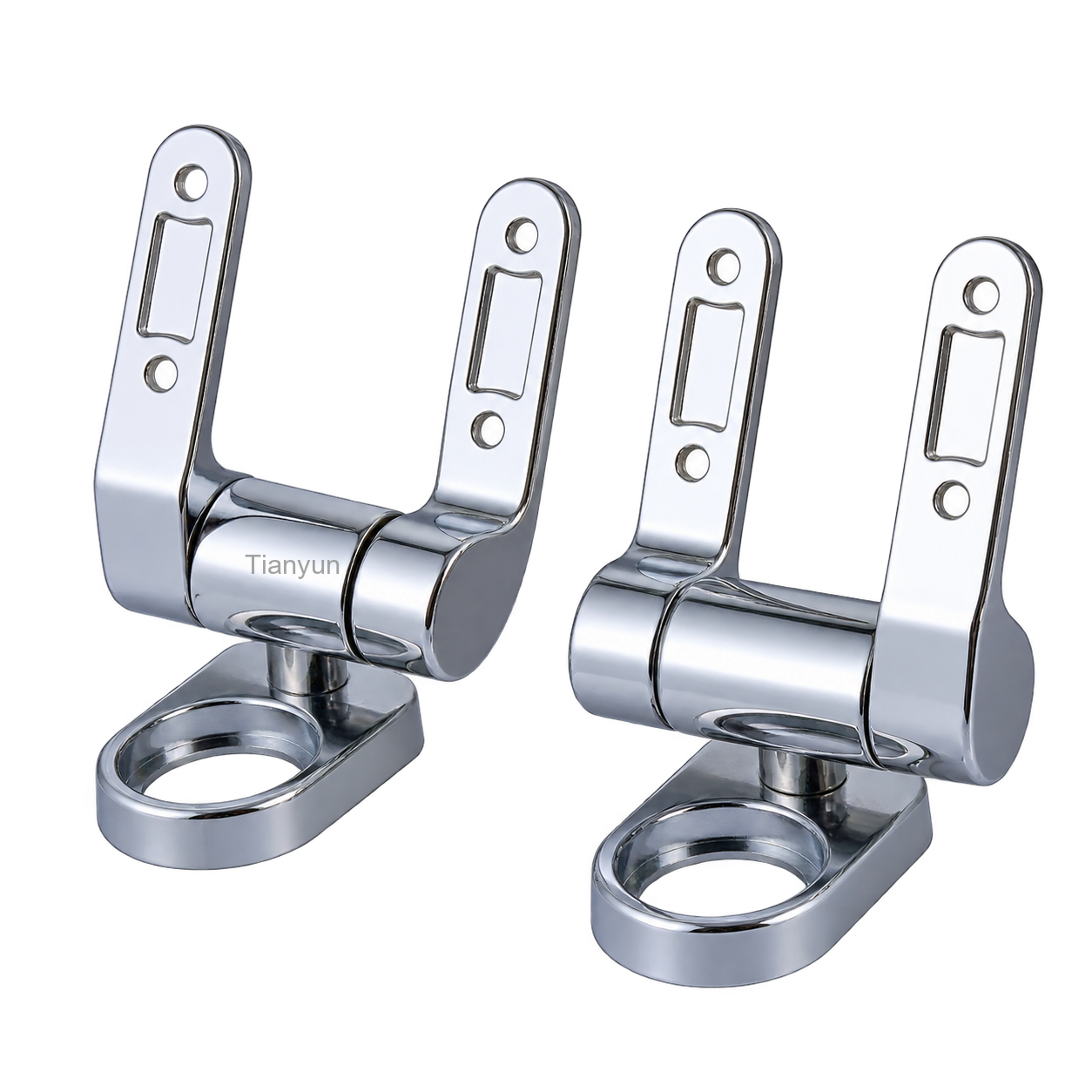 TY-S028 Top-Mount Adjustable Toilet Seat Soft Close Hinges Rotary Damper D-shape Base Chrome product view