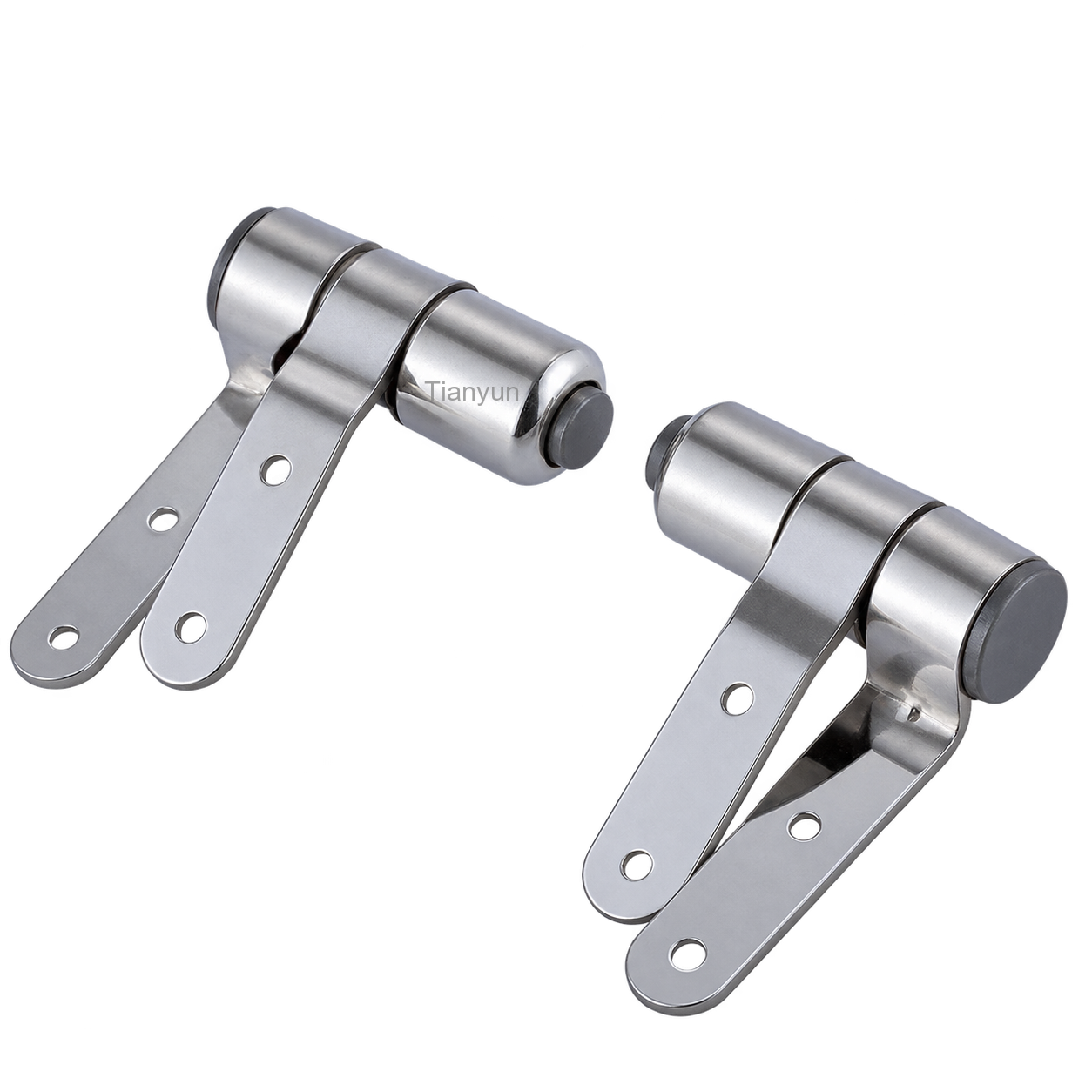 TY-P029C Mirror Polished Two-Button Quick Release Stainless Steel Bottom Fixing Soft Close Toilet Seat Hinges with Adjustable Bases product view