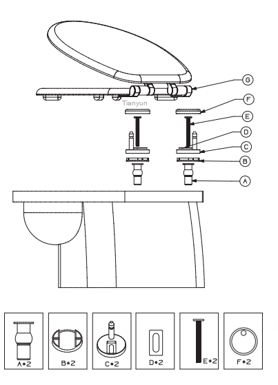 TY-P029D Brushed Stainless Steel Two-Button Quick Release Toilet Seat Hinges with Soft Close and Adjustable Top Fixing product view