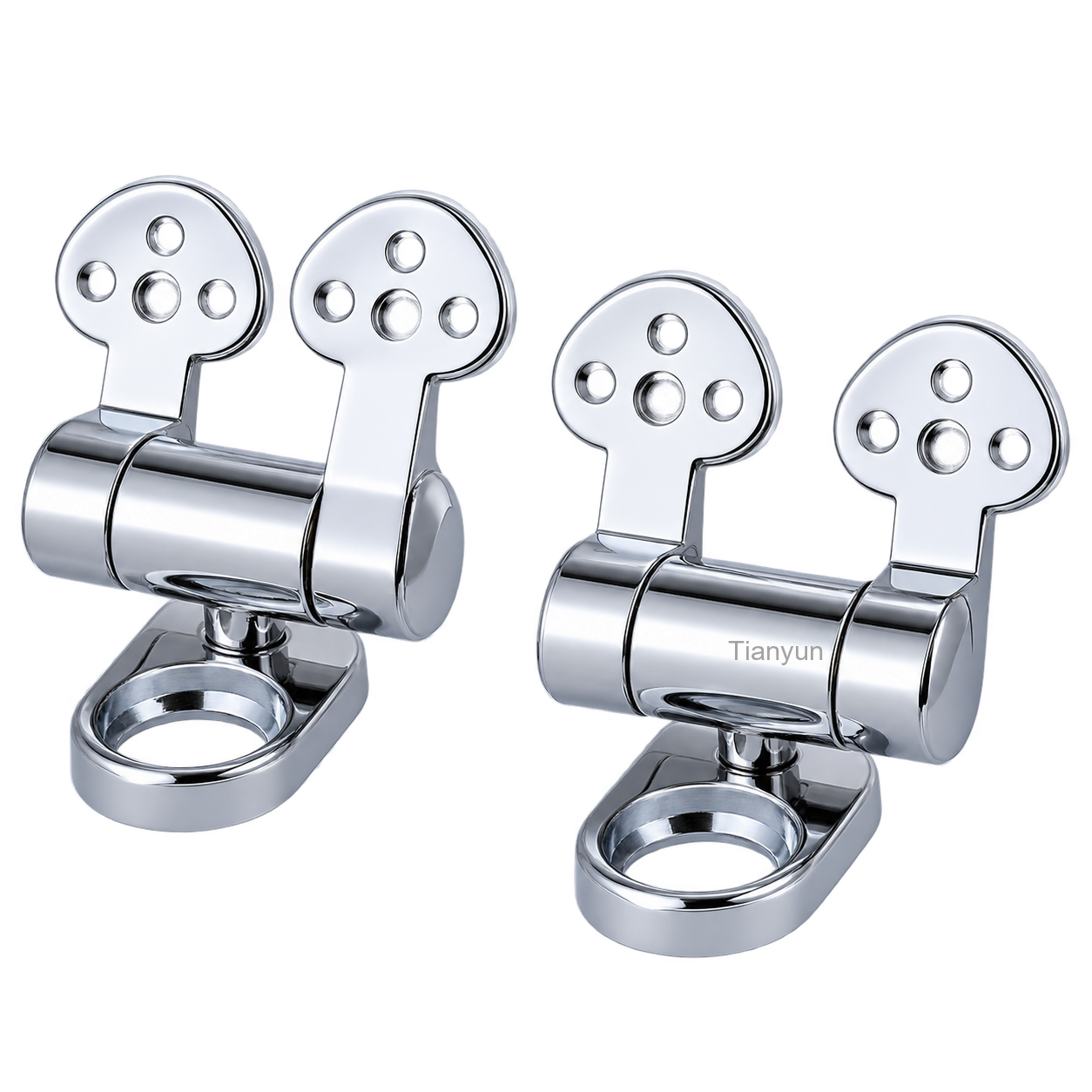 TY-S023 Chrome-Plated Adjustable Top-Fixing Zinc Alloy Soft-Close Hinges with Expansion Plugs for MDF, Wood, Bamboo and Resin Toilet Seats product view