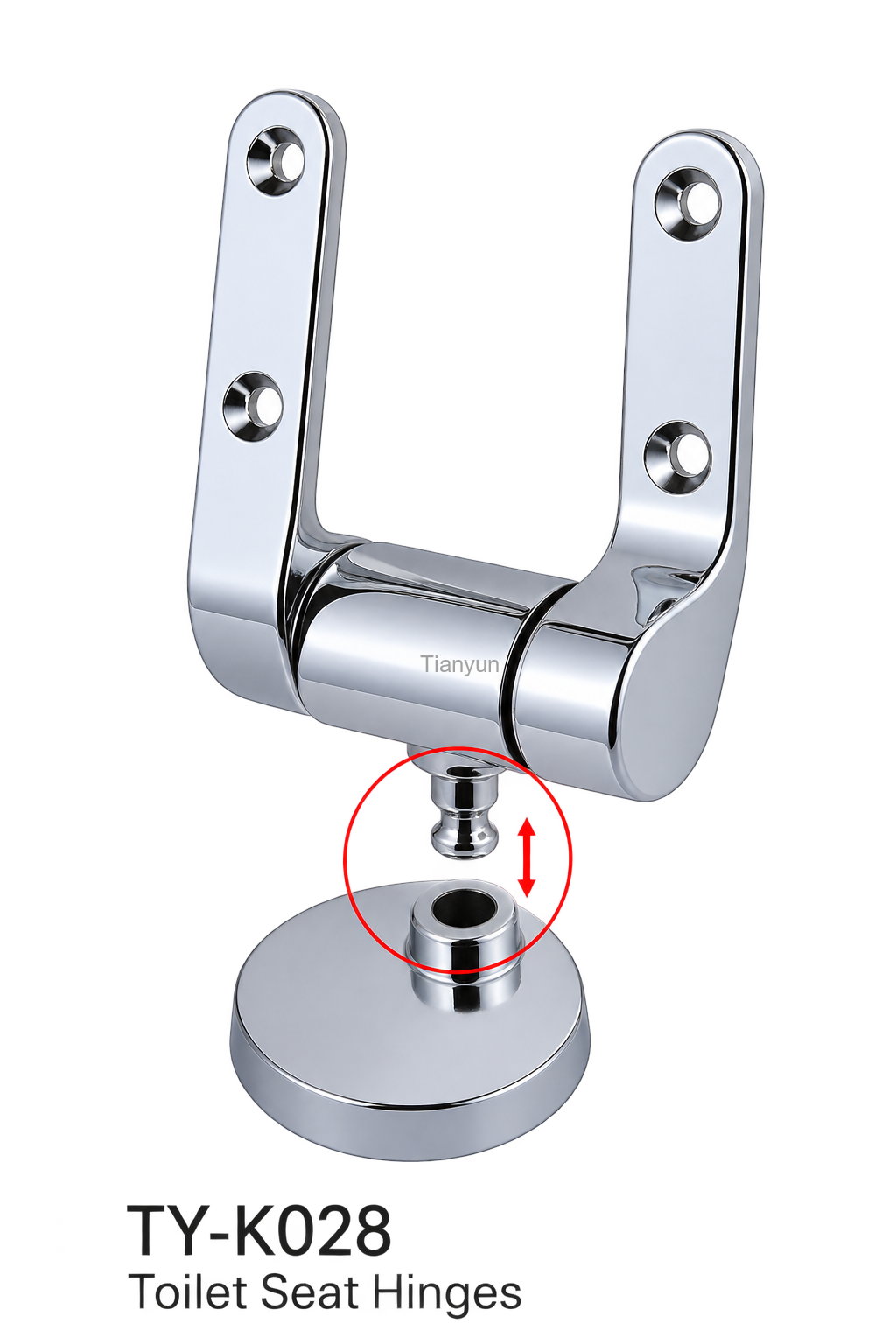 TY-K028 Tool-Free Pull-Out Quick Release Toilet Seat Soft Close Hinges Chrome Round Base product view